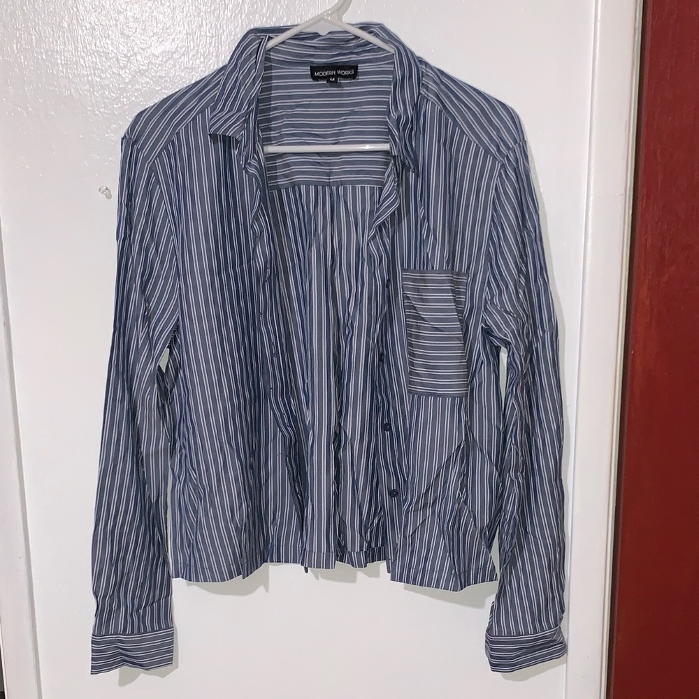 Modern Vogue Blue Striped Button-Up Shirt